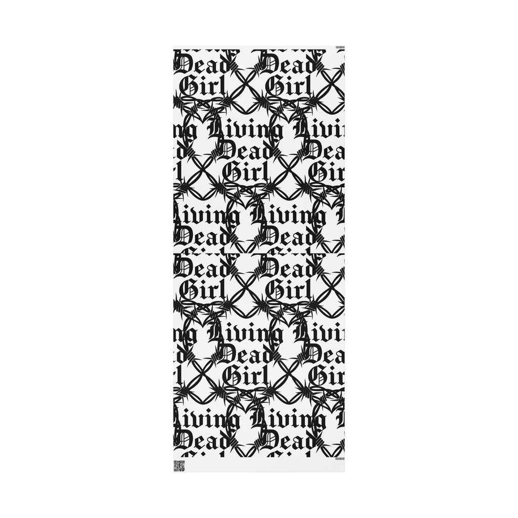 Gothic 'Dead Girl' Pattern Wrapping Paper Roll — Black & White Alternative Gift Wrap