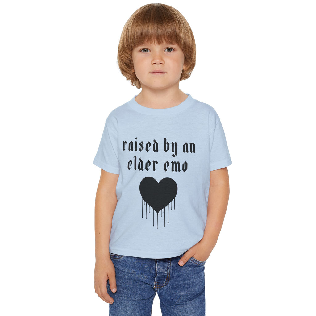 "Raised by an Elder Emo" Dripping Heart Kids Tee