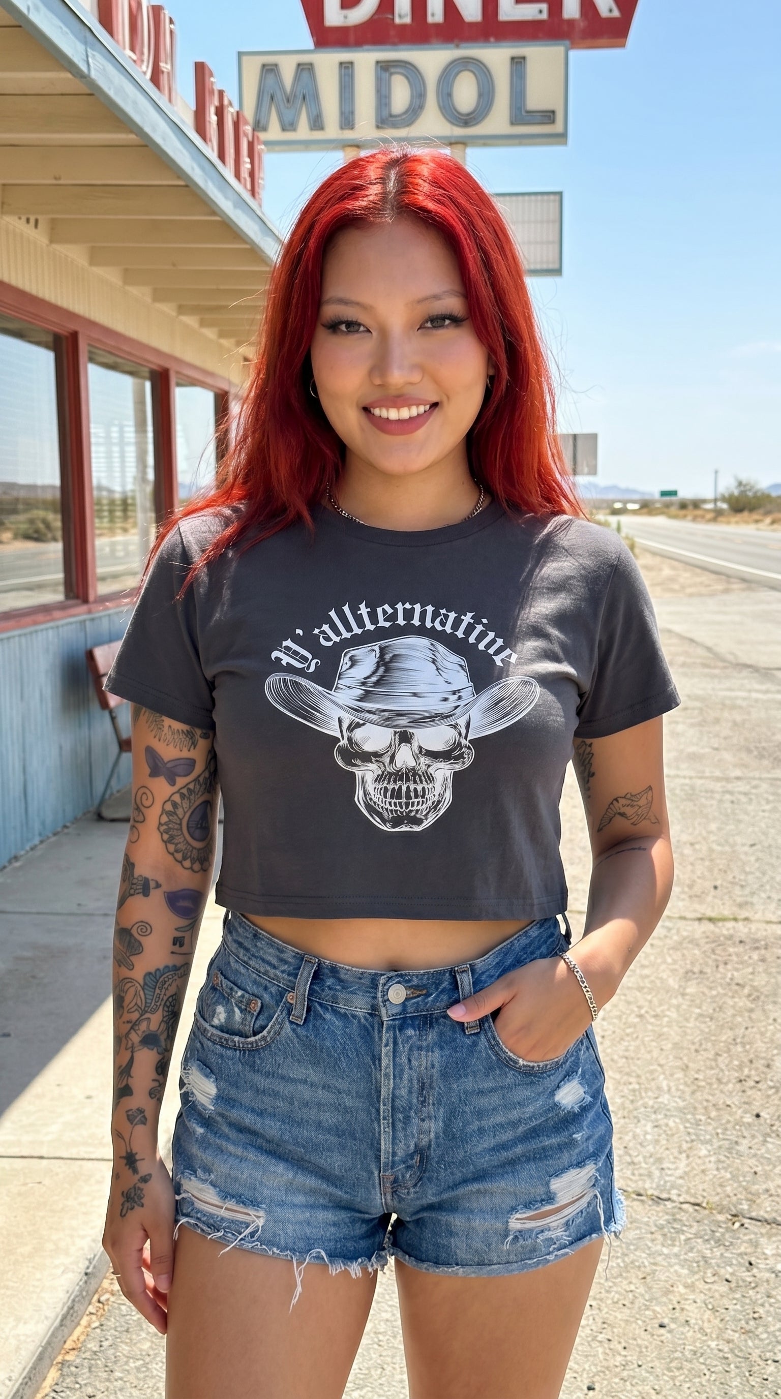 Y'allternative Skull Crop Top